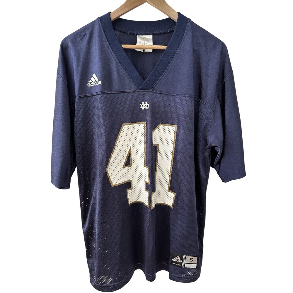 Adidas Notre Dame Football Jersey Small Navy Blue #41 Fighting Irish NCAA Mesh